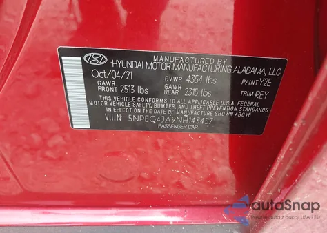 2022 Hyundai Sonata Se from USA, damaged, VIN 5NPEG4JA9NH143457